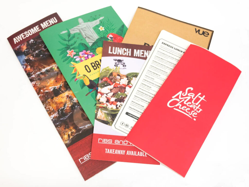 Menu Printing Various Sizings