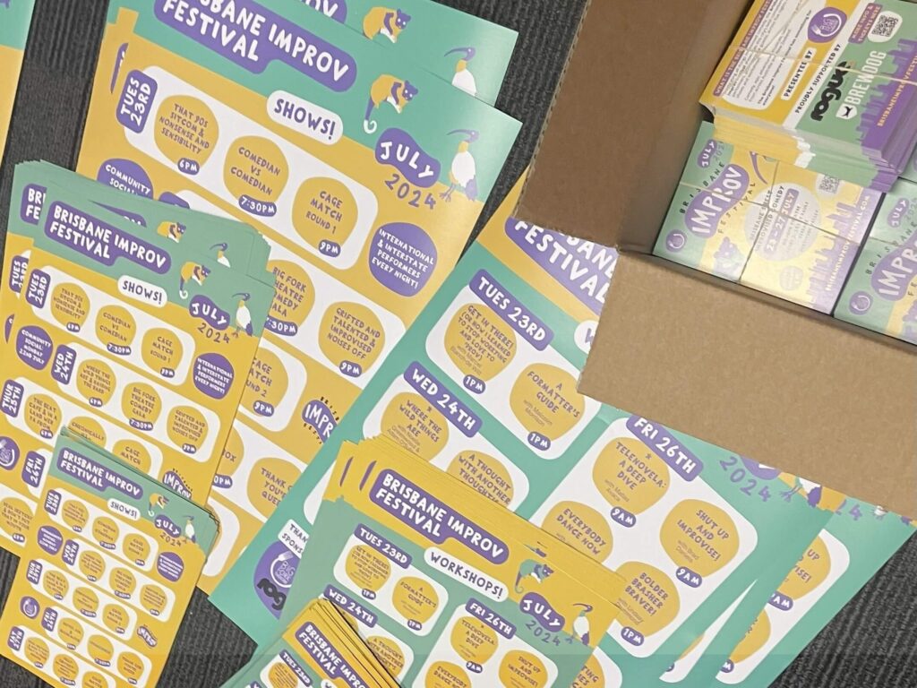 Big Fork Theatre’s suite of promotional materials fresh out of the box.