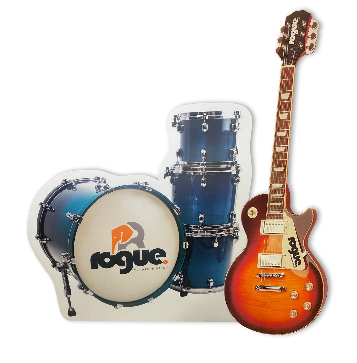 Standees Cut Out Full Size Drums And Guitar Rogue Print