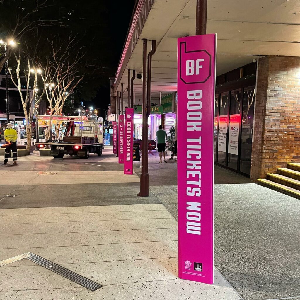 Brisbane Festival Corflute Bollards In Fortitude Valley Mall