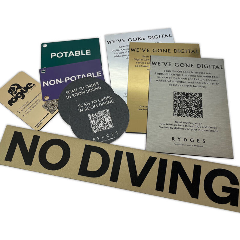 Laser Engraved Acrylic Custom Shape Signs Rogue Print