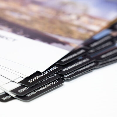 Rogue Create Print Custom Tabs Dividers from the side black with white writing A4 size