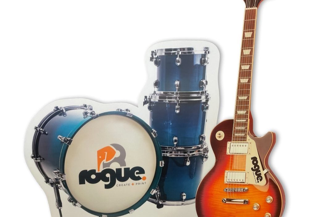 Standees Cut Out Full Size Drums And Guitar Rogue Print