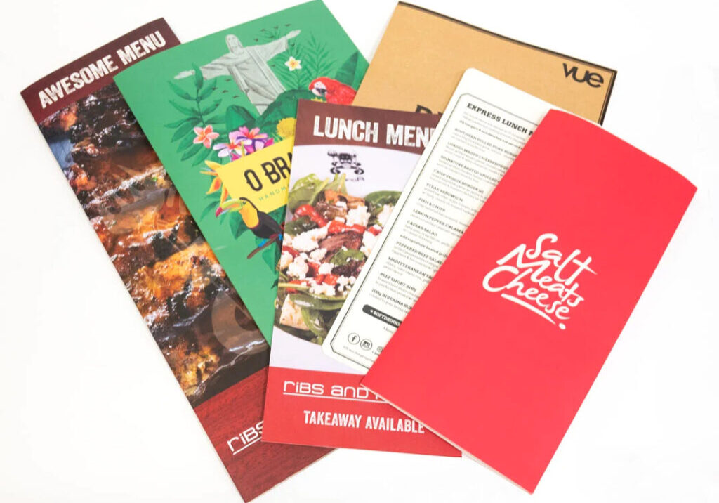 Menu Printing Various Sizings
