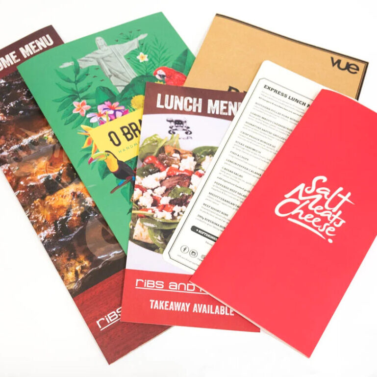 Menu Printing Various Sizings